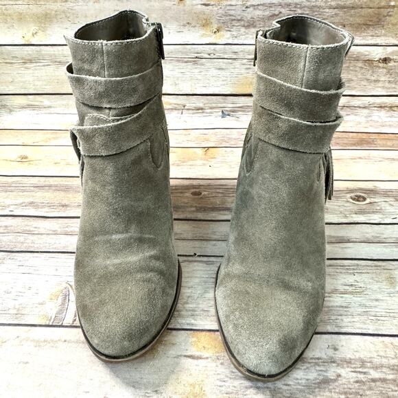 Steven by Steve Madden Womens Taupe Brown/Grey Suede Strappy Fringe Boots 9M - Picture 3 of 9